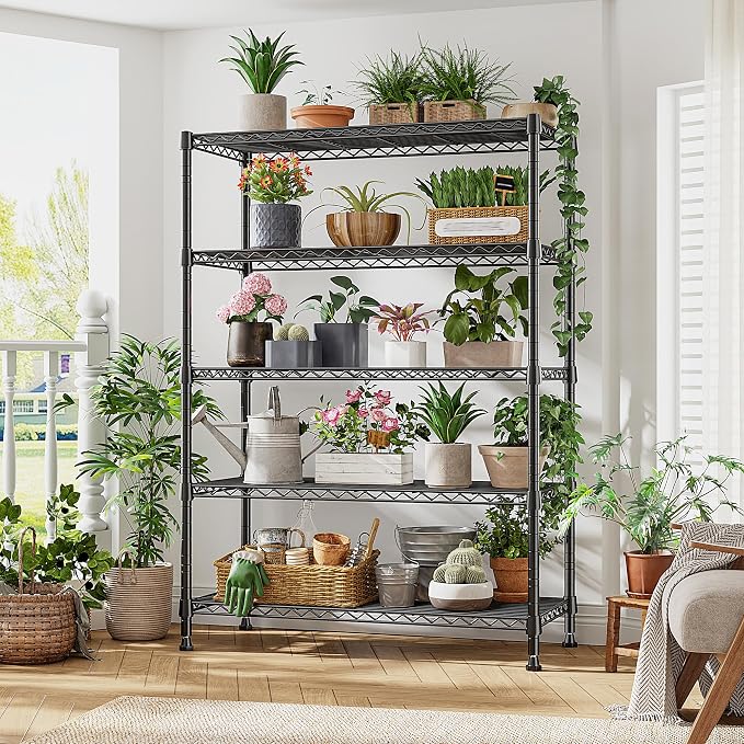 REIBII 73''H Storage Shelves 1660LBS Wire Shelving Unit with Wheels 5 Tier Metal Shelving,Heavy Duty Metal Shelves for Storage Rack,Commercial Industrial for Garage Kitchen 73''HX35''WX15''D,Black - Image 9