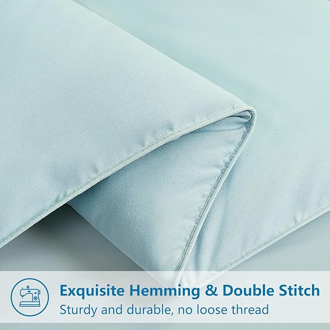 EASELAND King Size Down Alternative Comforter - Quilted Duvet Insert for All Seasons, Soft Lightweight with Corner Tabs, Summer Winter Warm Bedding, Aqua 90x102 Inches