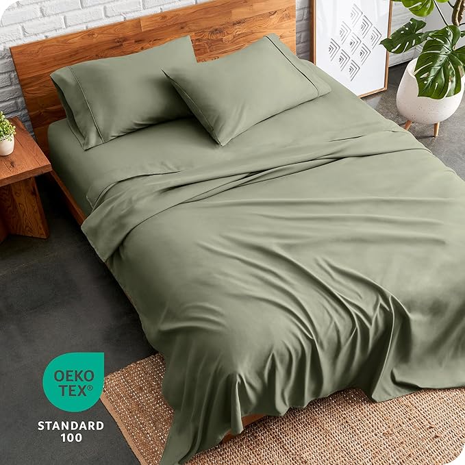 Bare Home Queen Sheet Set - 1800 Ultra-Soft Microfiber Queen Bed Sheets - Double Brushed - Deep Pockets - Easy Fit - 4 Piece Set - Bedding Sheets & Pillowcases (Queen, Sage)