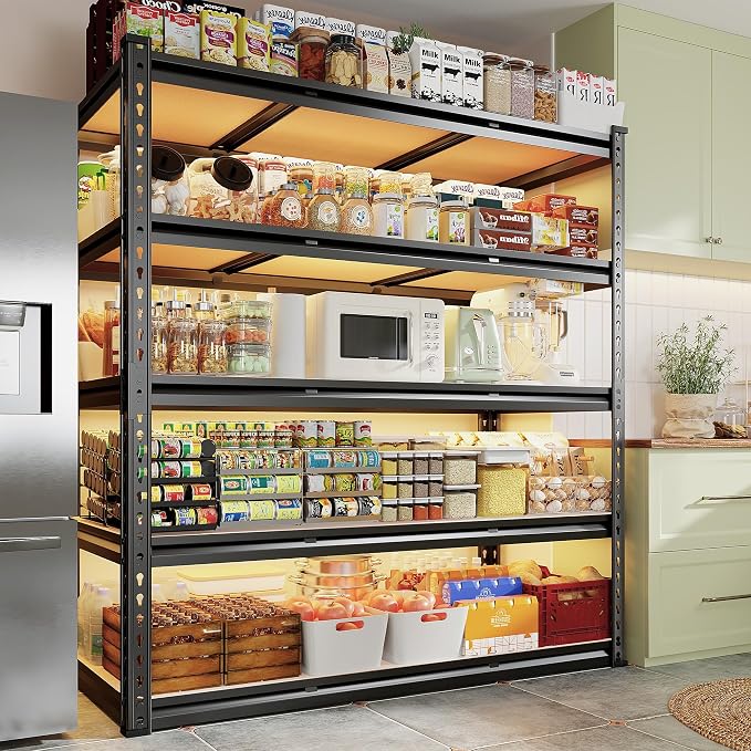 REIBII 48" W Garage Shelving Heavy Duty, 3000LBS Storage Shelves, 5-Tier Adjustable Metal Shelving, Garage Shelves Sturdy Industrial Shelf, Easy Assemble, 72" H x 48" W x 18" D - Image 3
