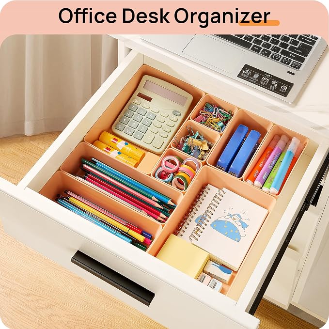 Vtopmart 25 PCS Plastic Drawer Organizers Set, 4-Size Versatile Bathroom and Vanity Drawer Organizer Trays, Storage Bins for Makeup, Bedroom, Kitchen Gadgets Utensils and Office - Image 6