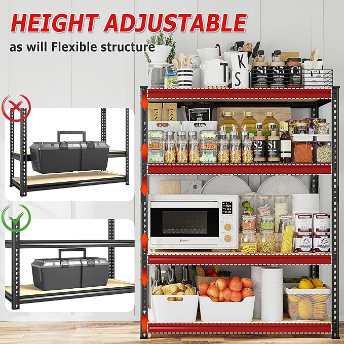 REIBII Storage Shelves Adjustable Metal Shelving 1600LBS Garage Shelves Industrial Metal Shelves 4 Tier Garage Shelving for Warehouse Basement Kitchen Pantry Closet, 11.8" D x 23.6" W x 56.7" H - Image 6