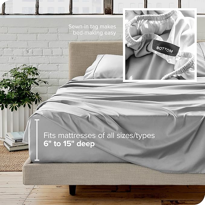 Bare Home California King Sheet Set - 1800 Ultra-Soft Microfiber Cal King Bed Sheets - Double Brushed - Deep Pockets - Easy Fit - 4 Piece Set - Bed Sheets (California King, Cloud Grey)