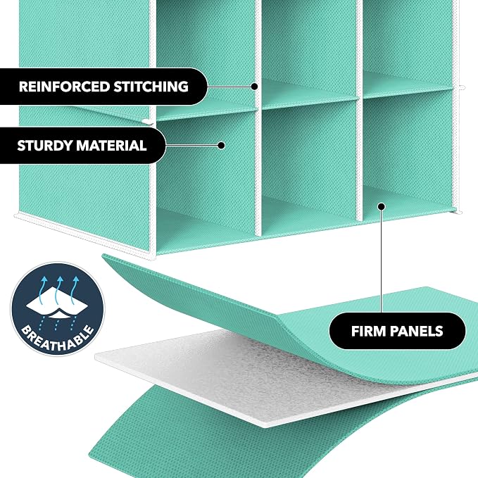 Simple Houseware 24 Section Shelves Hanging Shoes Organizer Holder for Closet, Turquoise - Image 5