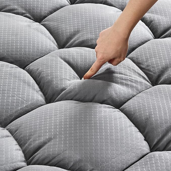 Sonive Waterproof Mattress Protector, King Mattress Topper with Deep Pocket up to 21'',Quilted Fitted Waterproof Mattress Pad,Ultra Soft & Supportive, Durable & Easy Care, Oeko-Tex Certified Grey