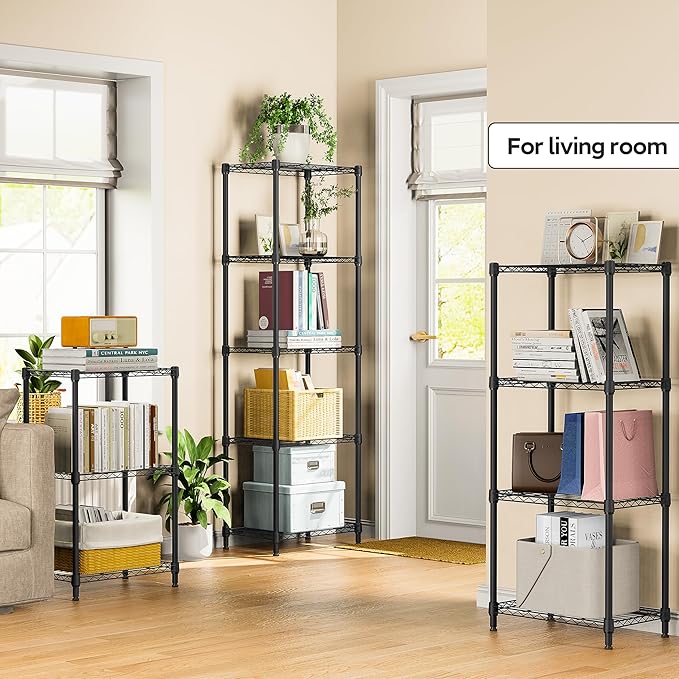 M MZG 4 Tiers Shelf Metal Storage Shelves Wire Rack Closet Organizers for Garage Kitchen Bathroom Laundry Black 11.8" D x 17.7" W x 41.9" H - Image 2