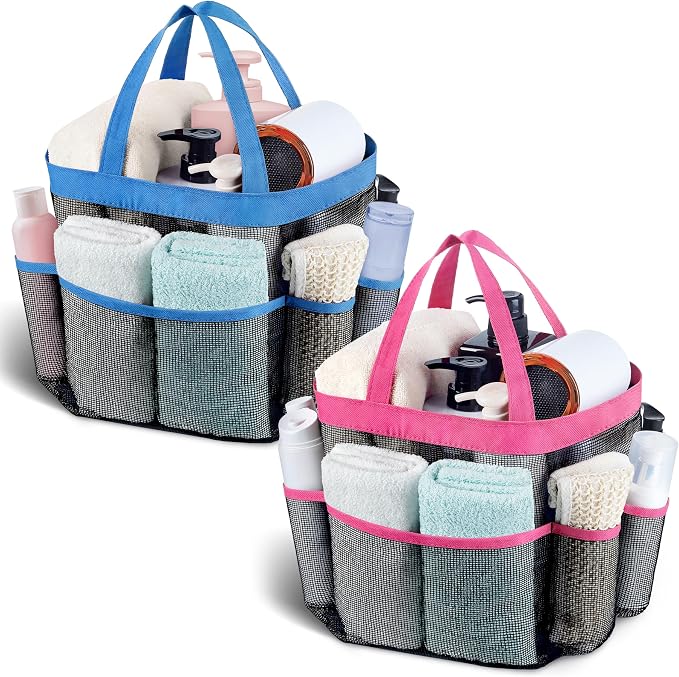 Attmu 2 Pack Mesh Shower Caddy Portable, Quick Dry Hanging Shower Tote Bag for College Dorm Room Essentials, Large Capacity Shower Caddy Dorm for Bathroom Gym Swimming by Attmu