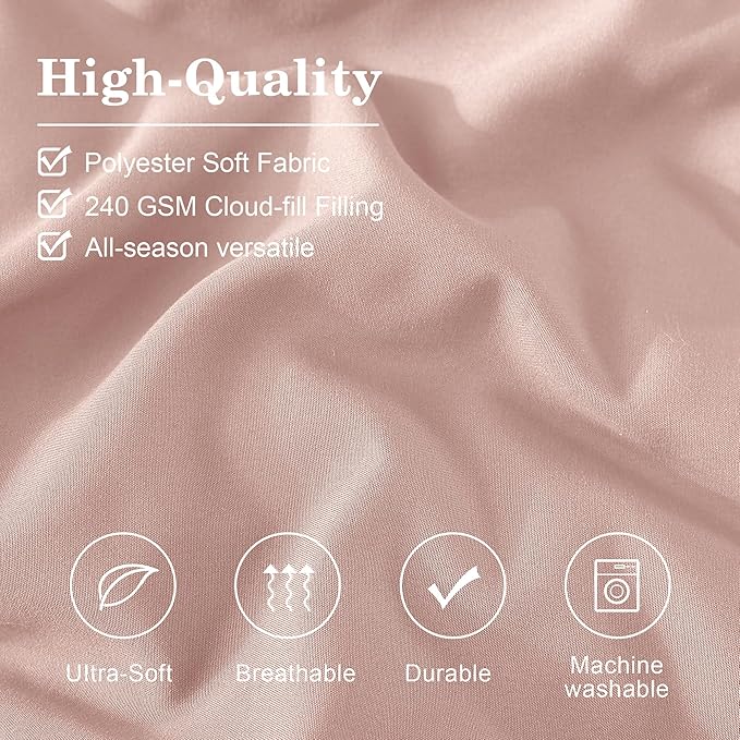 Monbix King Size Comforter Set - 7 Pieces Light Pink Bed in a Bag King Bedding Sets with Comforters, All Seasons Comforter Bed Set with Sheets, Pillowcases & Shams (102"x90")