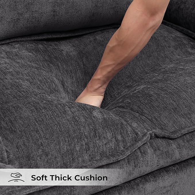 Modern Oversized Accent Chair,44" Chenille Upholstered Armchair with Deep Seat,Comfy Accent Chair Reading Chairs Cloud Sofa Chair for Living Room Bedroom Apartment Darkgrey