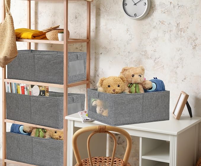 Fordonral 4 Pack Closet Organizers and Storage Bins, Storage Containers for Organizing Clothing, Jeans, Toys, Books, Shelves, Wardrobe - Closet Organizer, Large Storage Boxes Baskets with Window - Image 5