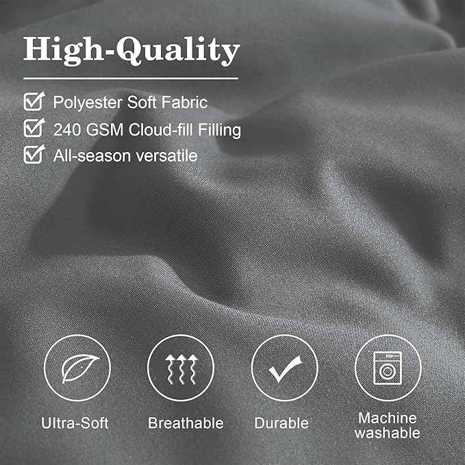 Monbix Queen Comforter Set - 7 Pieces Grey Bed in a Bag Queen Bedding Sets with Comforters, All Seasons Comforter Bed Set with Sheets,Pillowcases & Shams