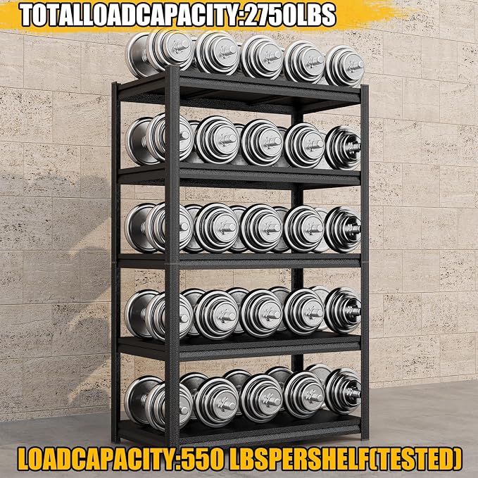 PRESTELION 78" H Garage Shelving 3500LBS Metal Storage Shelves 5-Tier Heavy Duty Shelf Adjustable Garage Shelving Units for Basement, Commercial, Warehouse, Industrial, Black - Image 3