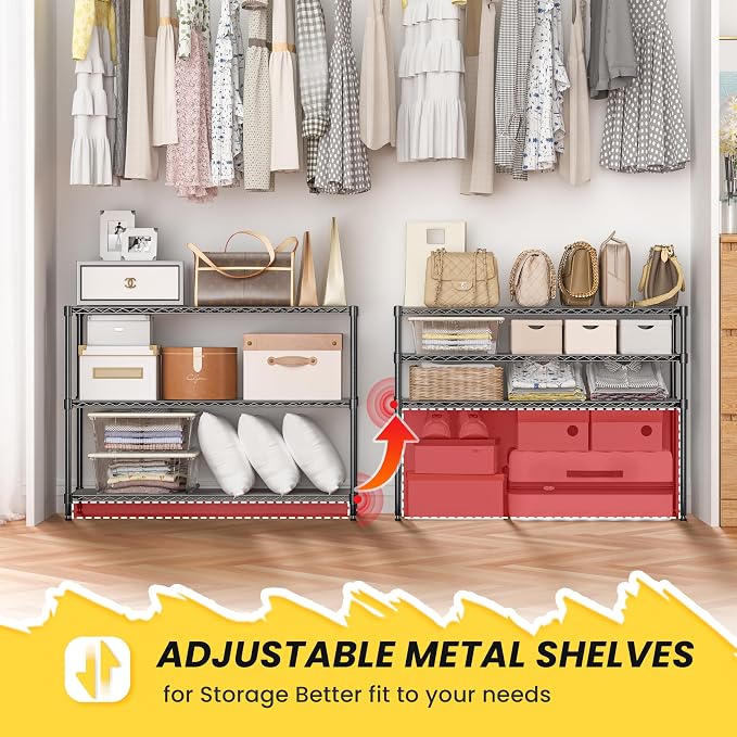 795LBS 3-Shelf Adjustable Storage Shelves 35.1" W x 14" D x 36" H Metal Shelving Unit Heavy Duty Wire Rack Small Organizer with Shelf Liners for Kitchen Pantry Bathroom Closet Garage Black - Image 4