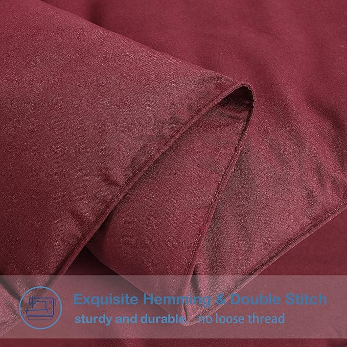 EASELAND Oversized Queen Down Alternative Comforter - Quilted Duvet Insert for All Seasons, Soft Lightweight with Corner Tabs, Summer Winter Warm Bedding, Burgundy 98×98 Inches
