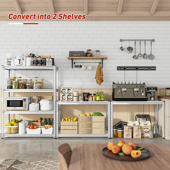 REIBII Storage Shelves Adjustable Metal Shelving 1600LBS Garage Shelves Industrial Metal Shelves 4 Tier Garage Shelving for Pantry Closet Kitchen Basement, Sliver, 11.8" D x 23.6" W x 56.7" H - Image 5