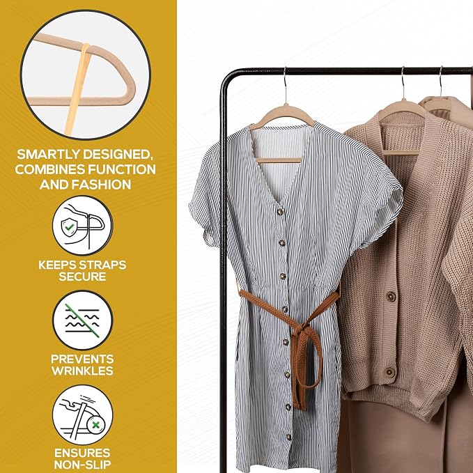Techzoo 50 Pack New Premium Quality Velvet Hangers Ultra Thin Non Slip Adult Felt Space Saving Hangers for Closet Heavy Duty Coat Pants Dress Hangers 360° Swivel Hook Hold Upto 10 lbs Warm Taupe - Image 4