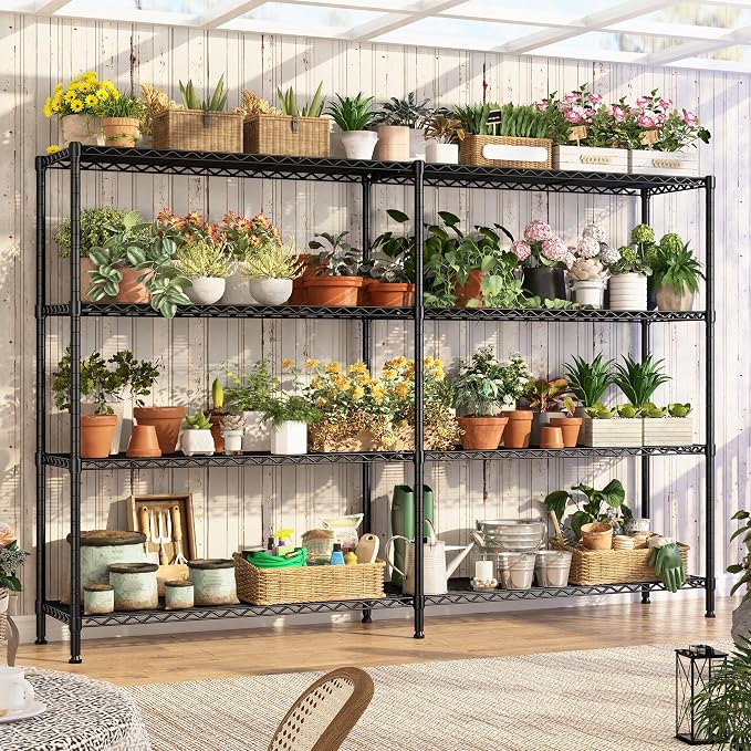 REIBII 70"W Metal Shelving, Storage Shelves 4-tier Wire Shelving Unit Load 1240LBS Metal Shelves for Storage Adjustable Shelving Rack for Pantry Kitchen Commercial school Garage 70"W*15.8"D*62.9"H - Image 6