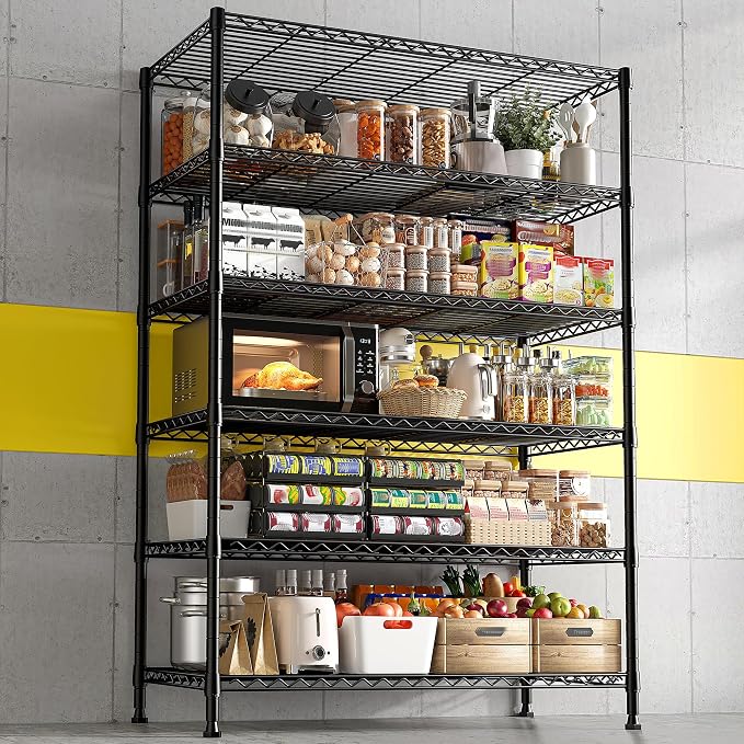REIBII 75''H Storage Shelves Metal Shelving Unit, 6 Tier Wire Shelving for Pantry Shelves Adjustable 1200LBS Garage Shelving Heavy Duty Storage Rack for Kitchen Garage, 35.4''W*75''H*15.7" D - Image 8