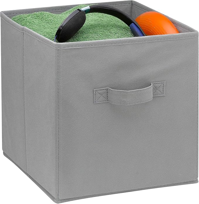 Handy Laundry Foldable Cube Storage Bins - 6 Pack - Decorative Fabric Storage Cubes are Collapsible & Great Organizer for Shelf, Closet or Underbed. Convenient for Clothes or Kids Toy Storage (Grey) - Image 3