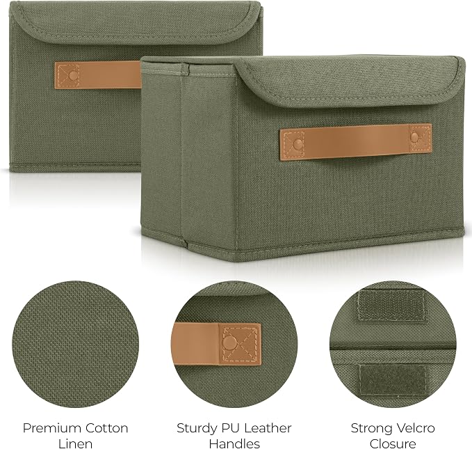Decorative Linen Storage Boxes with Lids - Spacious Set of 2 Organizer Bins for Your Home Decor - The Perfect Small Container to Safely Store Photos, Documents and Memory Box Keepsakes in Style - Image 4
