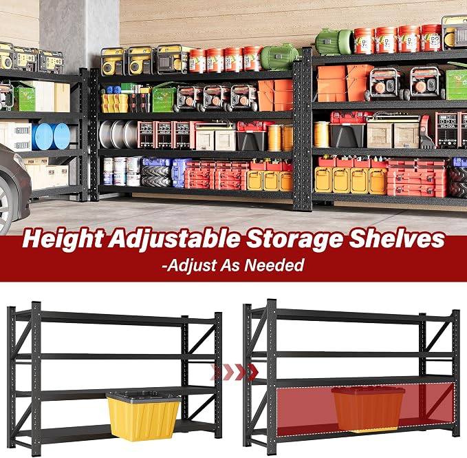 9000LBS Heavy Duty Garage Shelving Units,75" Wide & Deep Storage Shelves,Metal Garage Shelves,Large Storage Rack,Steel Shelf,Industrial Shelving for Shop,Warehouse,Basement,75" W x 24" D x 70" H - Image 8
