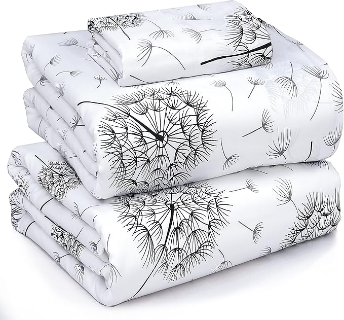 RUVANTI 100% Cotton Sheets – Twin XL Size Percale Bedding, Cooling & Breathable Floral Design, Durable with a Crisp, Soft & Comfortable Feel, 16" Deep Pocket, 3-Piece Set, Dandelion