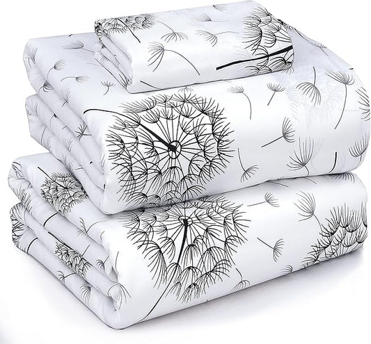 RUVANTI 100% Cotton Sheets – Twin XL Size Percale Bedding, Cooling & Breathable Floral Design, Durable with a Crisp, Soft & Comfortable Feel, 16" Deep Pocket, 3-Piece Set, Dandelion