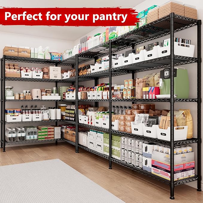 REIBII 70" W Storage Shelves Heavy Duty Load 1600LBS, Metal Shelving 5-Tier Wire Shelving Unit Metal Shelves for Storage Adjustable Shelving Rack for Pantry Kitchen 70" W*15.8" D*72.4" H, 2 Pack - Image 4