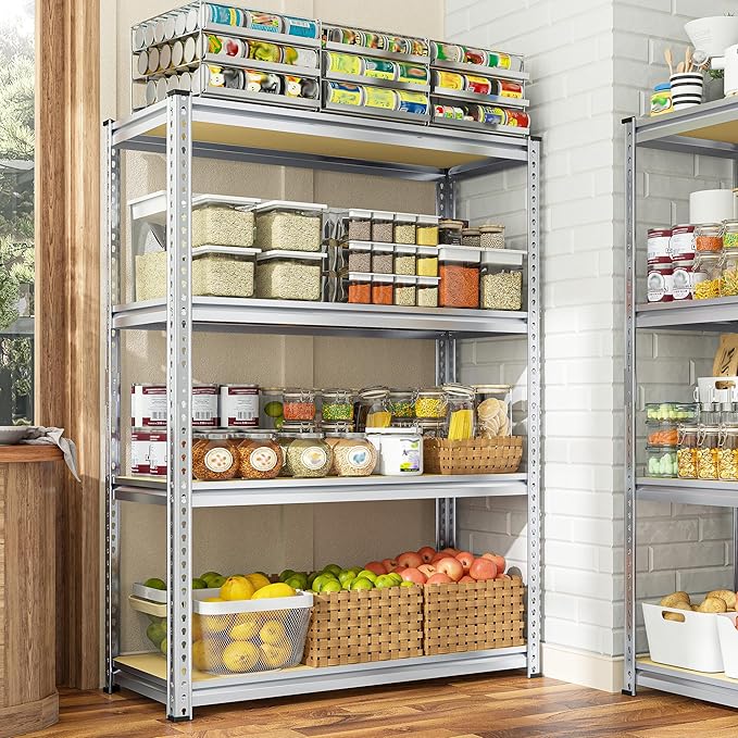 REIBII Storage Shelves Adjustable Metal Shelving 1600LBS Garage Shelves Industrial Metal Shelves 4 Tier Garage Shelving for Pantry Closet Kitchen Basement, Sliver, 11.8" D x 23.6" W x 56.7" H - Image 2