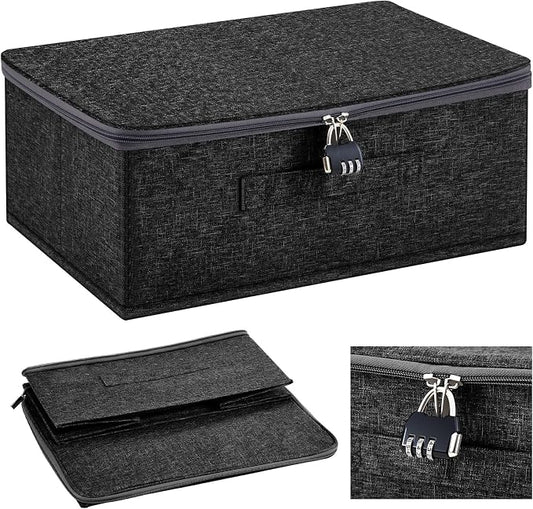 Briwooody Discreet Lockable Toy Bag Storage Organizer Toy Bag Storage Bins Case with Zipper Lid for Women and Men Clothes Container(Black,15 x 10 x 6.3 Inch) by Briwooody