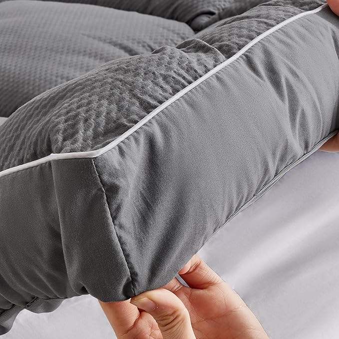 Sonive Full Size Mattress Protector, Extra Thick Pillow-Top Mattress Topper with Premuim 1000gsm Alternative Filling, Fluffy Soft Quilted Mattress Pad, Mattress Cover Oeko-Tex Certified Grey