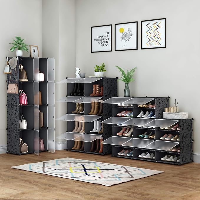 HOMIDEC Shoe Rack, 8 Tier Shoe Storage Cabinet 32 Pair Plastic Shoe Shelves Organizer for Closet Hallway Bedroom Entryway - Image 4