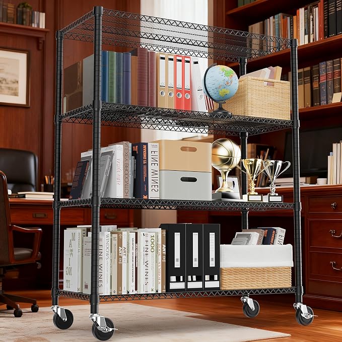 M MZG 2640LBS 53.1" W 4 Tiers Shelf Steel Storage Shelves Shelving Unit Steel Organizer Wire Rack for Home,Kitchen,Office,Garage Black 23.6" D x 53.1" W x 73.6" H - Image 6
