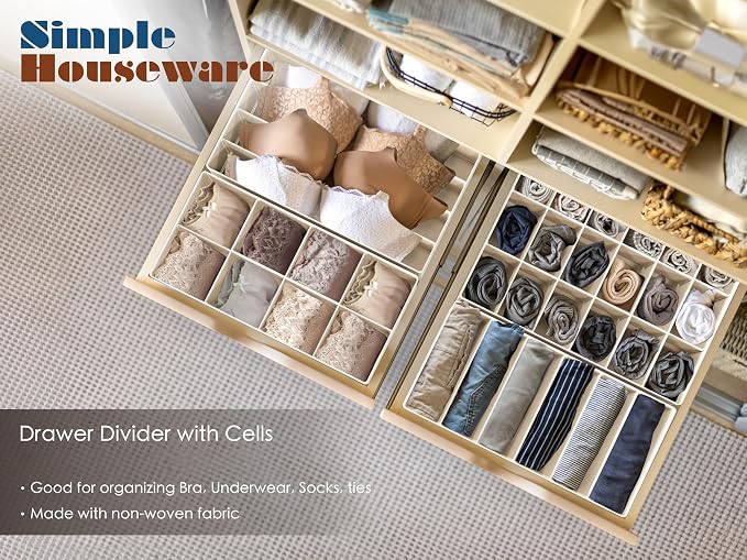 Simple Houseware Closet Underwear Organizer Drawer Divider Assorted 7 Pieces, Beige - Image 4
