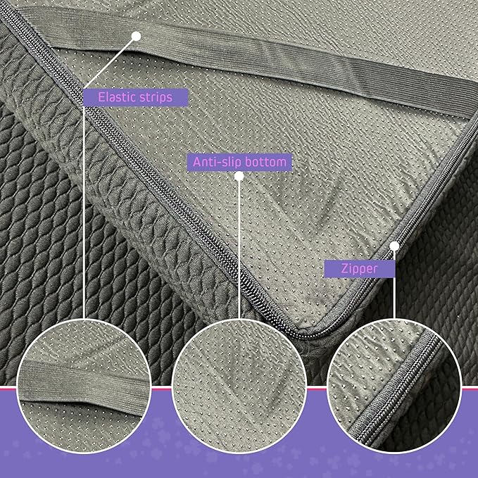 Lash Bed Foam Topper – 2.5 Inch Thick Memory Foam Massage Table Pad with Corner Straps & Anti-Slip Base, Comfortable Spa or Facial Bed Topper for Lash Extensions & Salon Use – Black