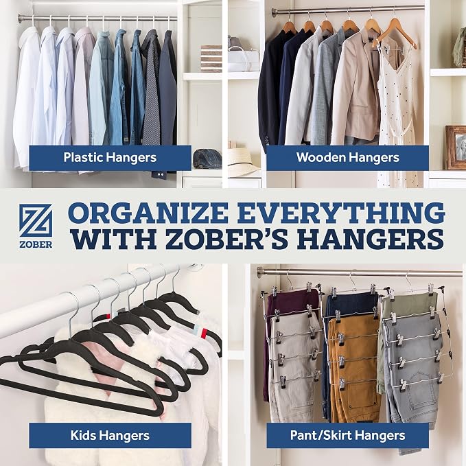 ZOBER Purple Velvet Hangers 50 Pack - Clothes Hangers, Coat Hanger for Pants & Dress Clothes - Non Slip w/ 360 Degree Swivel, Holds up to 10 lbs - Strong Felt Hanger for Clothing - Image 9