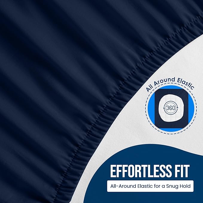 Twin Size Mattress Protector Waterproof, Premium 200 GSM Terry Mattress Cover, Soft & Breathable Bed Cover, Fitted Sheet Style Stretchable Deep Pockets 15" by Utopia Bedding (Navy Blue)
