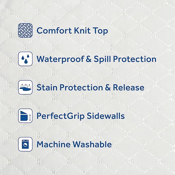 Sealy Spot and Stain Protection and Release Waterproof Fitted Mattress Protector Full Size Comfort Soft Knit Top Sidewalls Stretch Fits Mattresses 15 Deep Machine Washable Mattress Cover (White)