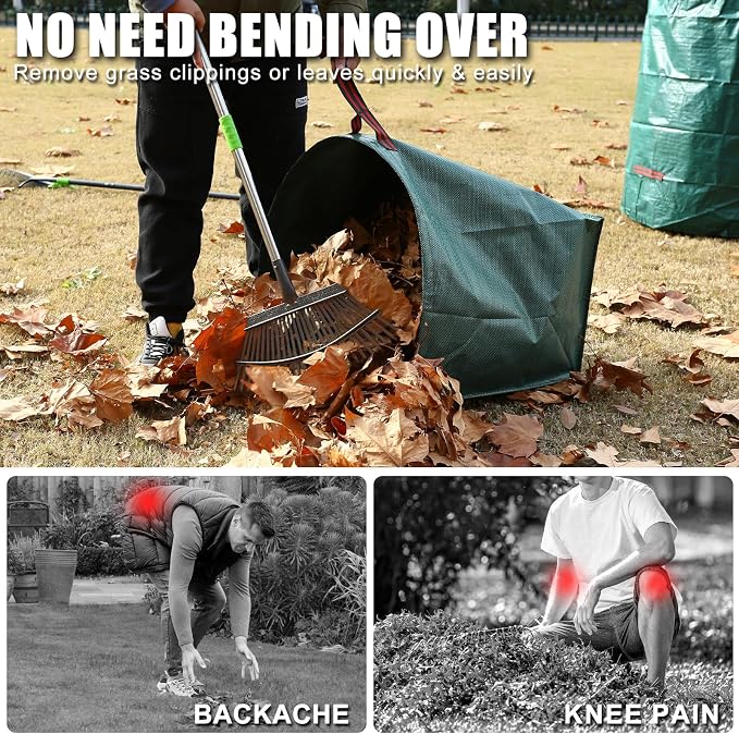 Joyhalo Reusable Yard Waste Bags Set, 3 Pack 72 Gallon Lawn And Leaf Bags with 40 Gallon Dustpan-Type Heavy Duty Garden Bag, Standable Garden Waste Container For Leaves - Image 3