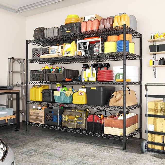 REIBII 3200LBS Storage Shelves 55.5" W Garage Shelving Heavy Duty 5 Tier Adjustable Wire Shelving Unit Metal Shelving for Garage Pantry Commercial Basement,55.5" W X 18''D X 71" H - Image 6