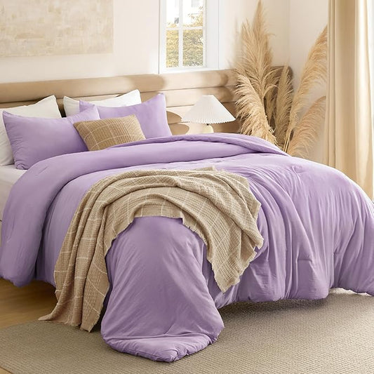 Bedsure Full Comforter Set, Lavendar Soft Prewashed Bedding for All Seasons, 3 Pieces GentleSoft™ Bed Set, 1 Lightweight Comforter (82"x86") and 2 Pillowcases (20"x26")