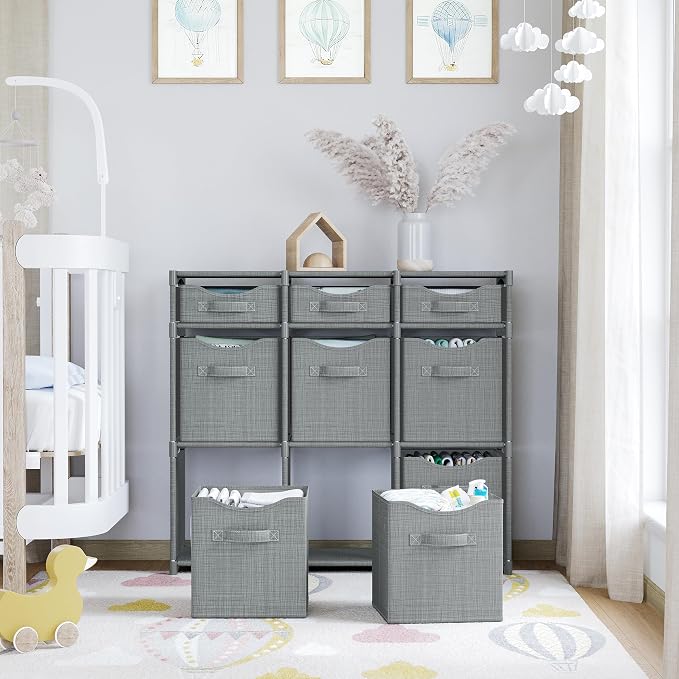 Cube Storage Organizer with Storage Bins Included - The Perfect Closet Organizers and Storage Solution. Includes 9 Storage Cubes, Great For Toy Storage, Closet Storage, Clothes Storage (Grey) - Image 6