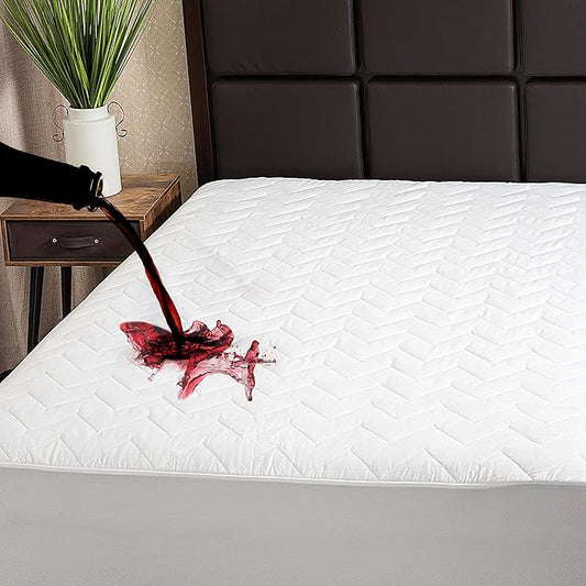 Waterguard Quilted Cotton Mattress Pad - Full Size - Soft, Comfortable, and Fluffy Mattress Pad - Waterproof Mattress Protector Stretched 13" for Snug Fit on Regular Sized Mattress
