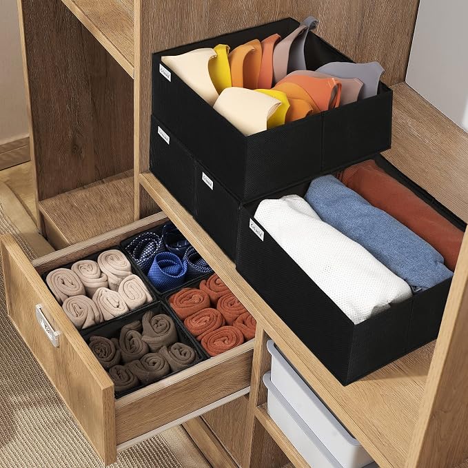 Criusia Drawer Organizer Clothes, 8 Pack Underwear Drawer Organizer, Foldable Cloth Storage Box Closet Organizers and Storage for Clothes, Socks, Scarves, Ties (Black) - Image 7