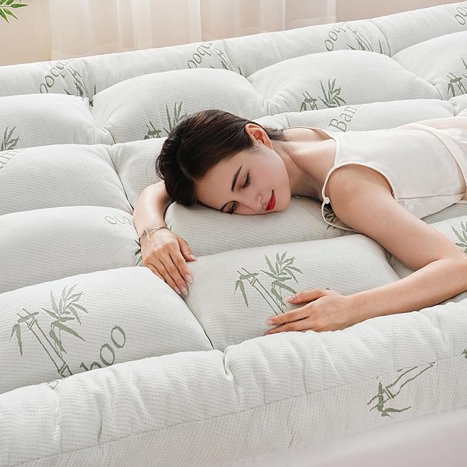 DOWNCOOL 3 Inch Twin Mattress Topper – Cooling Memory Foam Mattress Topper for Back Pain Relief, Breathable Bamboo Viscose Air Layer, 1700 GSM Fill, Deep Pocket Fits 8–21 Inch