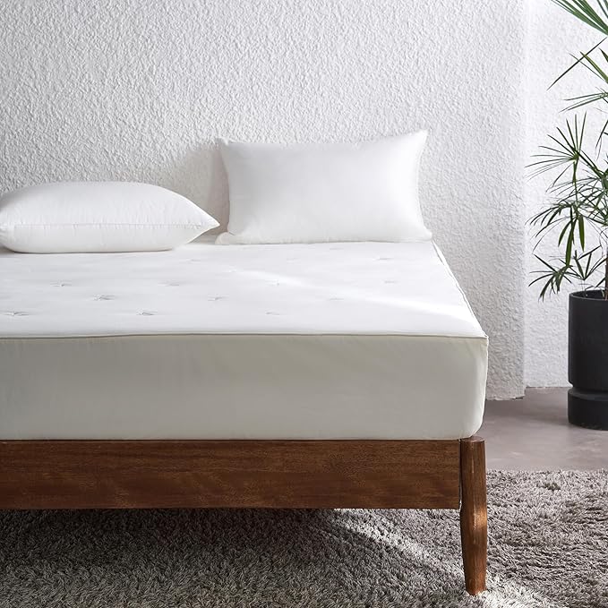 Simple&Opulence Cooling Quilted Mattress Pad – Fitted Sheet Mattress Protector Cover with Elastic Corners, Soft & Breathable, 16 Inch Deep Pocket (Cream Khaki,Twin)