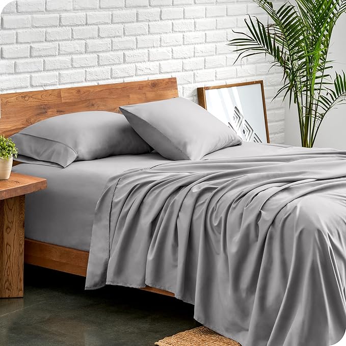 Bare Home Twin Sheet Set - 1800 Ultra-Soft Microfiber Twin Bed Sheets - Double Brushed - Deep Pockets - Easy Fit - 3 Piece Set - Bedding Sheets & Pillowcases (Twin, Light Grey)