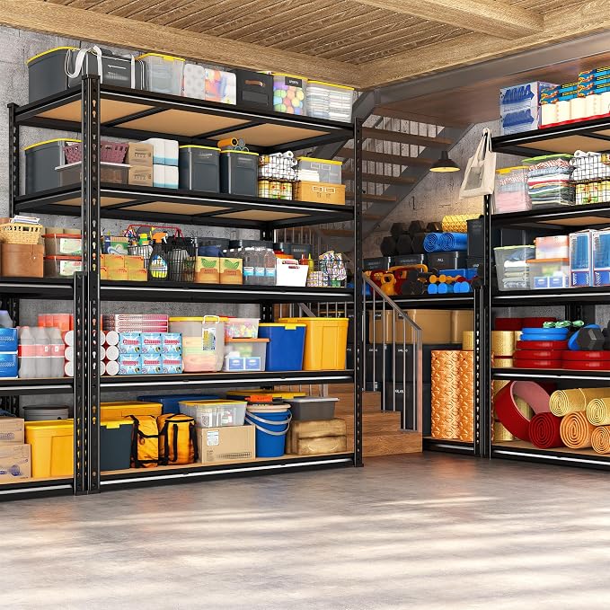 REIBII 48" W Garage Shelving 3080LBS Storage Shelves 5 Tier Industrial Shelving Adjustable Metal Storage Shelves for Garage, Basement, Warehouse, Commercial, Easy Assemble, 48" W x 72" H x 24" D, 4PC - Image 7