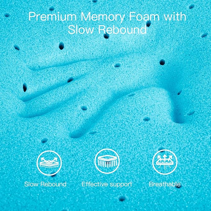 Airensky 3 Inch Memory Foam Mattress Topper, Cooling Gel Infused High Density King (76"x80") Topper with Removable Skin-Friendly Cover, Bed Topper for Pressure Relief Back Pain, CertiPUR-US Certified