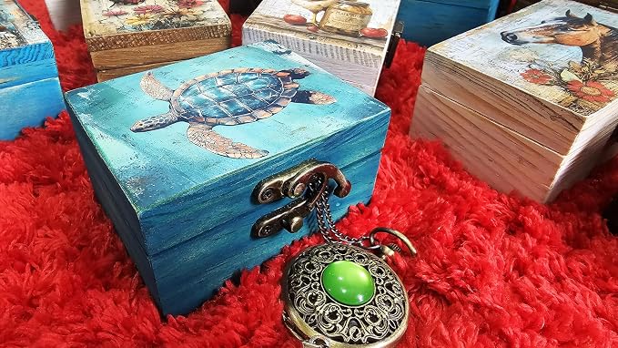 RK Collections Nautical Sea Turtle Keepsake Box | Home Décor, Gifts for Beach, Sea, Ocean Animal, Turtle Lovers | Jewelry Storage Box for Girls, Women (3TS1) - Image 2
